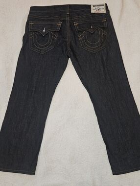 Vtg True Religion Jeans Mens 40 Straight Flap Pockets Horseshoe Made in USA Y2K